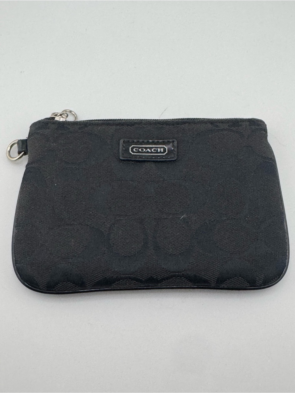 Coach Black Signature Mini Zip Pouch